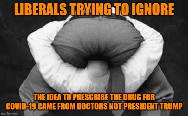 Head up ass  | LIBERALS TRYING TO IGNORE THE IDEA TO PRESCRIBE THE DRUG FOR COVID-19 CAME FROM DOCTORS NOT PRESIDENT TRUMP | image tagged in head up ass | made w/ Imgflip meme maker