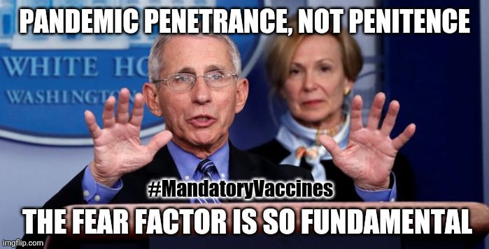 Free RFID with all #MandatoryVaccines POTUS: #ChloroquineCure #GameChanger? Anthony Fauci on that Fear Factor #PENETRANCE | PANDEMIC PENETRANCE, NOT PENITENCE; #MandatoryVaccines; THE FEAR FACTOR IS SO FUNDAMENTAL | image tagged in covid-19 penetrance,coronavirus,covid19,vaccines,qanon,the great awakening | made w/ Imgflip meme maker