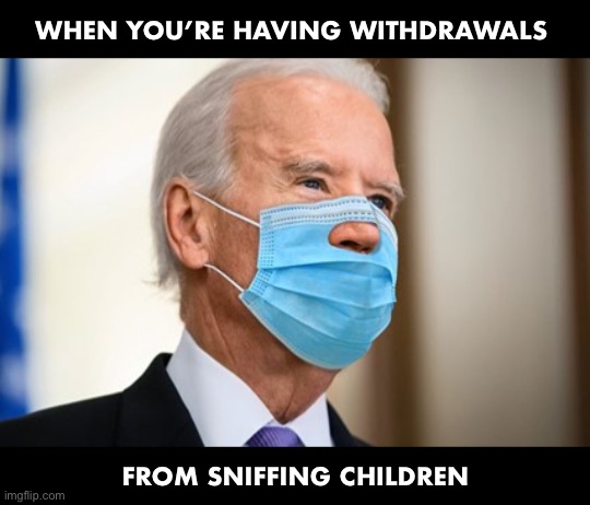 Social Distancing:  Nobody wants this lockdown to end more than Joe Biden! | WHEN YOU’RE HAVING WITHDRAWALS; FROM SNIFFING CHILDREN | image tagged in joe biden,social distancing | made w/ Imgflip meme maker