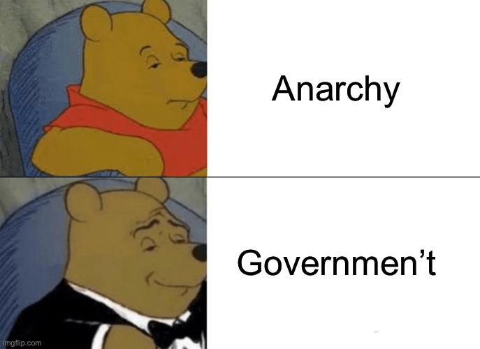Funny history memez |  Anarchy; Governmen’t | image tagged in memes,tuxedo winnie the pooh,history,funny | made w/ Imgflip meme maker