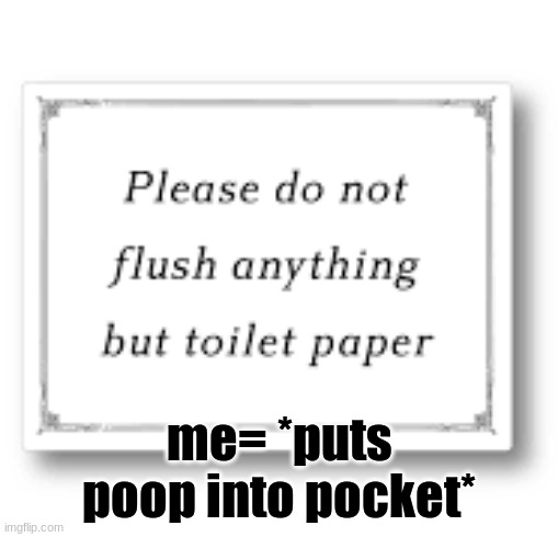 Why do they make us do this? | me= *puts poop into pocket* | image tagged in memes,poop,toilet,humor,toilet humor,funny memes | made w/ Imgflip meme maker