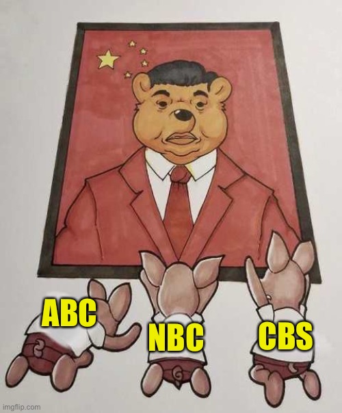 Kowtowing to China... | ABC; CBS; NBC | image tagged in kowtow,china,Conservative | made w/ Imgflip meme maker