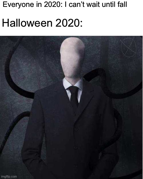 Slenderman |  Everyone in 2020: I can’t wait until fall; Halloween 2020: | image tagged in memes,slenderman | made w/ Imgflip meme maker