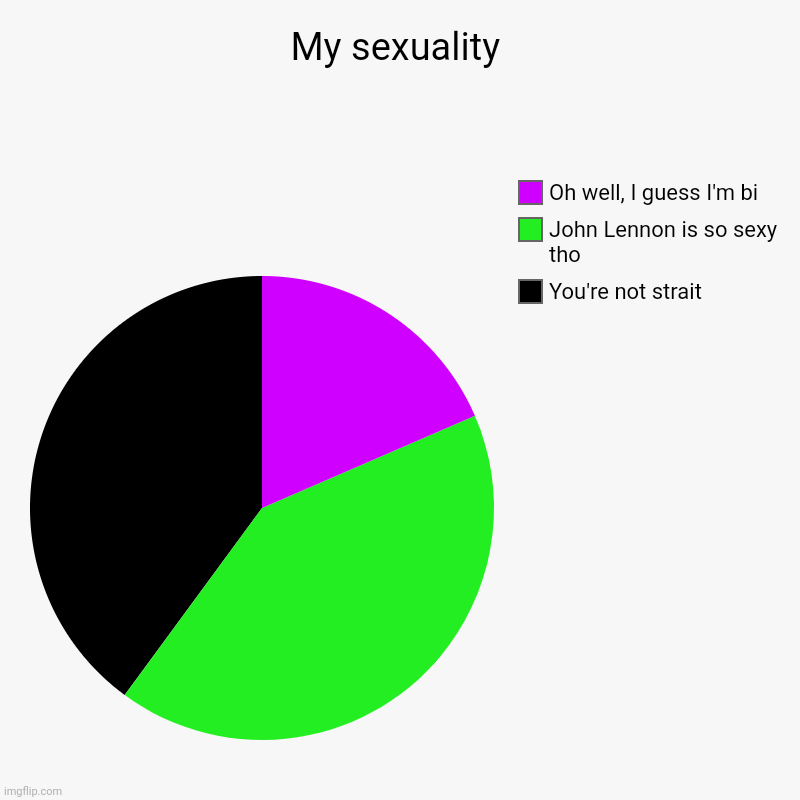 My sexuality | You're not strait, John Lennon is so sexy tho, Oh well, I guess I'm bi | image tagged in charts,pie charts | made w/ Imgflip chart maker