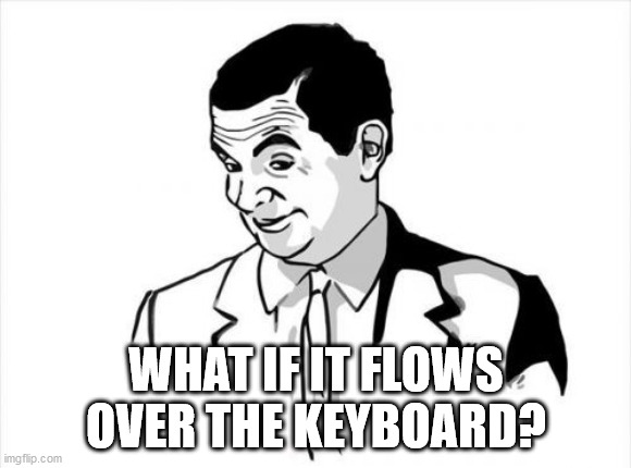 If You Know What I Mean Bean Meme | WHAT IF IT FLOWS OVER THE KEYBOARD? | image tagged in memes,if you know what i mean bean | made w/ Imgflip meme maker