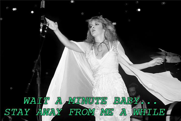 Stevie Nicks | WAIT A MINUTE BABY... STAY AWAY FROM ME A WHILE | made w/ Imgflip meme maker