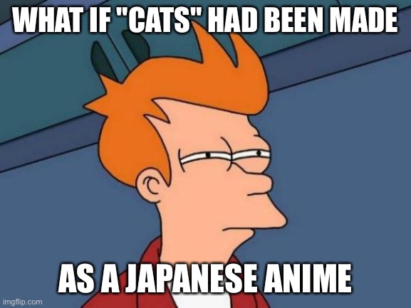 Futurama Fry Meme | WHAT IF "CATS" HAD BEEN MADE AS A JAPANESE ANIME | image tagged in memes,futurama fry | made w/ Imgflip meme maker
