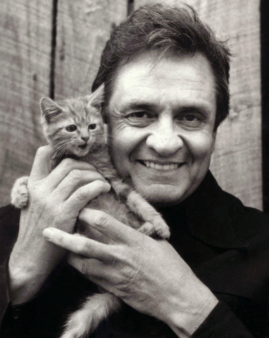 Johnny Cash with a cat Blank Meme Template