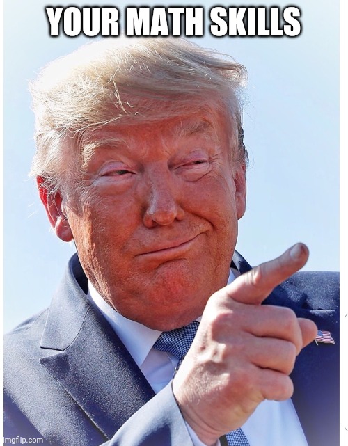 Trump pointing | YOUR MATH SKILLS | image tagged in trump pointing | made w/ Imgflip meme maker