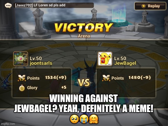 Pika-jew bagel | WINNING AGAINST JEWBAGEL? YEAH, DEFINITELY A MEME!
🥺😭🤗 | image tagged in memes,funny memes,gaming | made w/ Imgflip meme maker