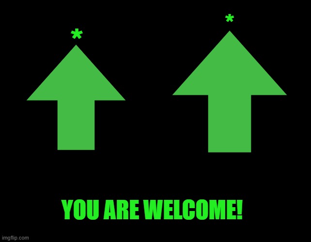 black screen | * * YOU ARE WELCOME! | image tagged in black screen | made w/ Imgflip meme maker