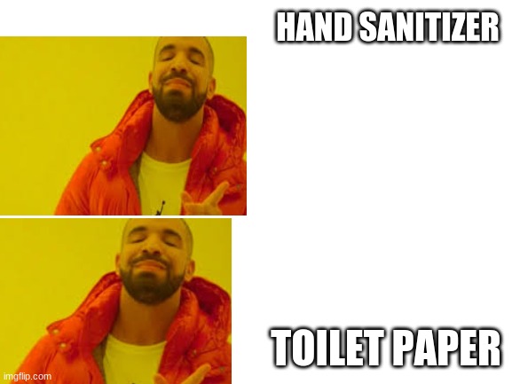 Blank White Template | HAND SANITIZER TOILET PAPER | image tagged in blank white template | made w/ Imgflip meme maker