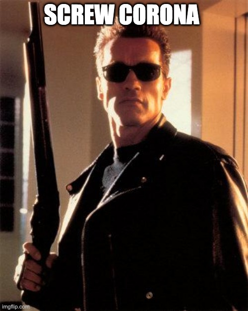 Terminator 2 | SCREW CORONA | image tagged in terminator 2 | made w/ Imgflip meme maker