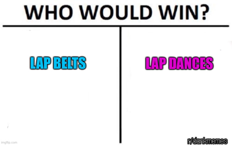 who would win | LAP BELTS LAP DANCES | image tagged in who would win | made w/ Imgflip meme maker