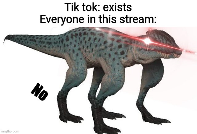 4 legged dilo | Tik tok: exists
Everyone in this stream:; No | image tagged in 4 legged dilo | made w/ Imgflip meme maker