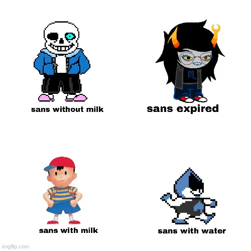 sans chart | image tagged in sans with milk,sans with water | made w/ Imgflip meme maker