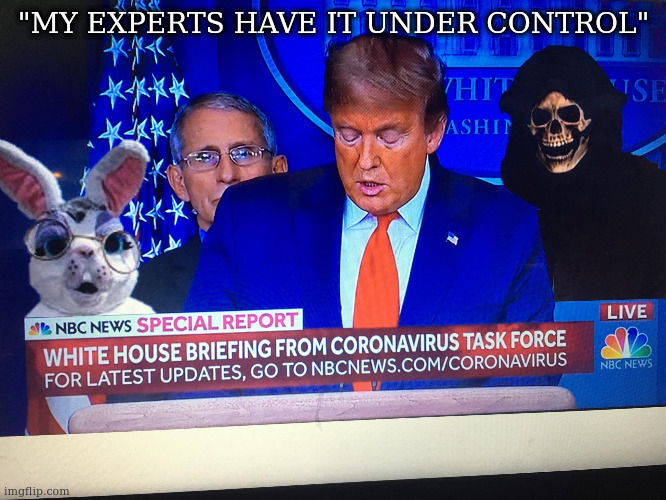 end times | "MY EXPERTS HAVE IT UNDER CONTROL" | image tagged in experts,end times | made w/ Imgflip meme maker