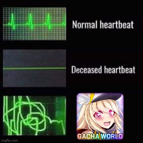 Gacha World | image tagged in heartbeat rate,gacha | made w/ Imgflip meme maker