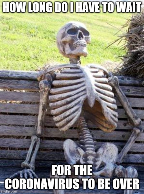 Waiting Skeleton | HOW LONG DO I HAVE TO WAIT; FOR THE CORONAVIRUS TO BE OVER | image tagged in memes,waiting skeleton | made w/ Imgflip meme maker