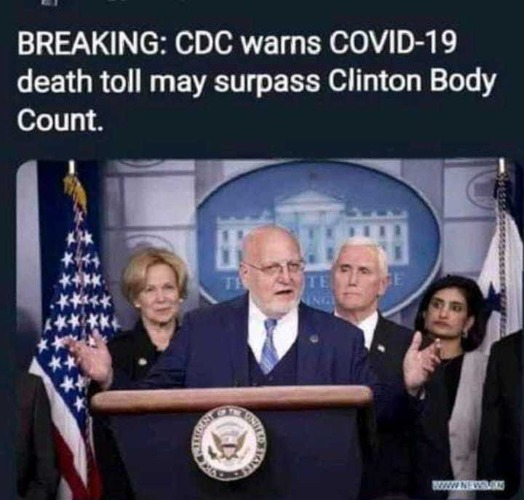 BREAKING: CDC warns COVID-19 death toll may surpass Clinton Body Count | image tagged in cdc,covid-19,death toll,clinton body count,crooked hillary,coronavirus | made w/ Imgflip meme maker
