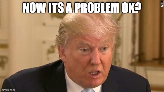 Trump Stupid Face | NOW ITS A PROBLEM OK? | image tagged in trump stupid face | made w/ Imgflip meme maker