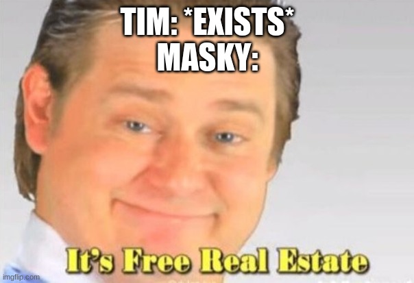it's free real estate | TIM: *EXISTS*
MASKY: | image tagged in it's free real estate | made w/ Imgflip meme maker