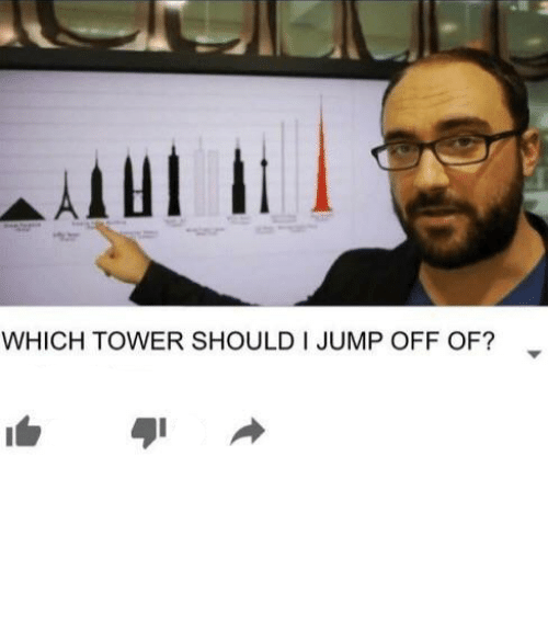 High Quality WHICH TOWER SHOULD I JUMP OFF OF? Blank Meme Template