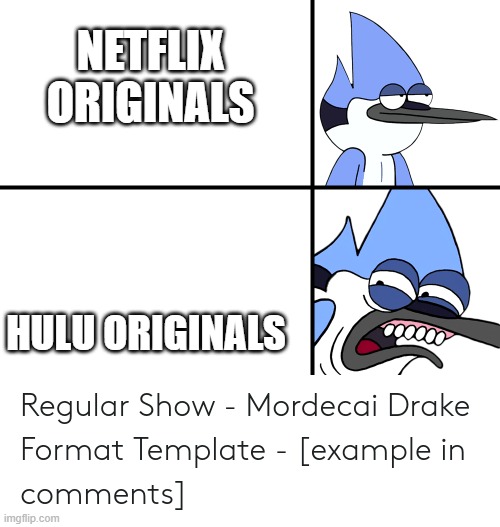 Regular show | NETFLIX
ORIGINALS; HULU ORIGINALS | image tagged in regular show | made w/ Imgflip meme maker