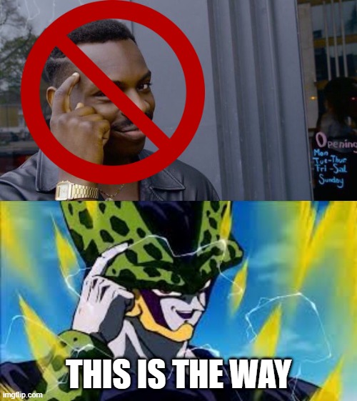 Cell must be used in the future | THIS IS THE WAY | image tagged in memes,roll safe think about it,super perfect cell think about it,cell,dbz,this is the way | made w/ Imgflip meme maker