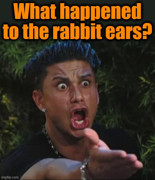 DJ Pauly D Meme | What happened to the rabbit ears? | image tagged in memes,dj pauly d | made w/ Imgflip meme maker