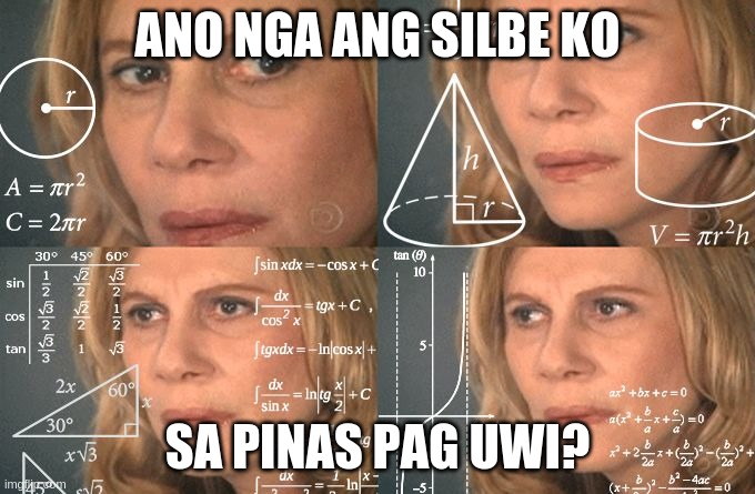 Calculating meme | ANO NGA ANG SILBE KO; SA PINAS PAG UWI? | image tagged in calculating meme | made w/ Imgflip meme maker