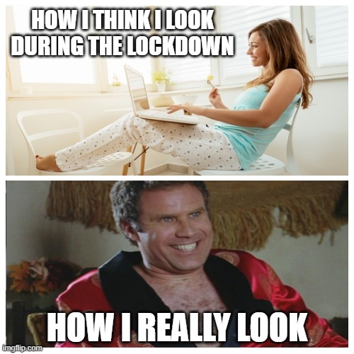 How I think I look | HOW I THINK I LOOK DURING THE LOCKDOWN; HOW I REALLY LOOK | image tagged in how i think i look | made w/ Imgflip meme maker