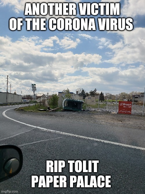 Tolit paper palace | ANOTHER VICTIM OF THE CORONA VIRUS; RIP TOLIT PAPER PALACE | image tagged in coronavirus | made w/ Imgflip meme maker