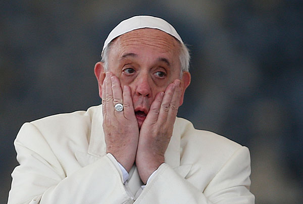 High Quality Pope shocked scared Blank Meme Template