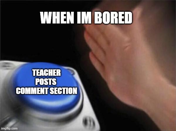 Blank Nut Button Meme | WHEN IM BORED; TEACHER POSTS 
COMMENT SECTION | image tagged in memes,blank nut button | made w/ Imgflip meme maker