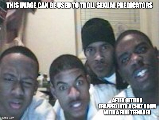 4chan Black People | THIS IMAGE CAN BE USED TO TROLL SEXUAL PREDICATORS; AFTER GETTING TRAPPED INTO A CHAT ROOM WITH A FAKE TEENAGER | image tagged in 4chan,facebook,shenanigan,memes | made w/ Imgflip meme maker