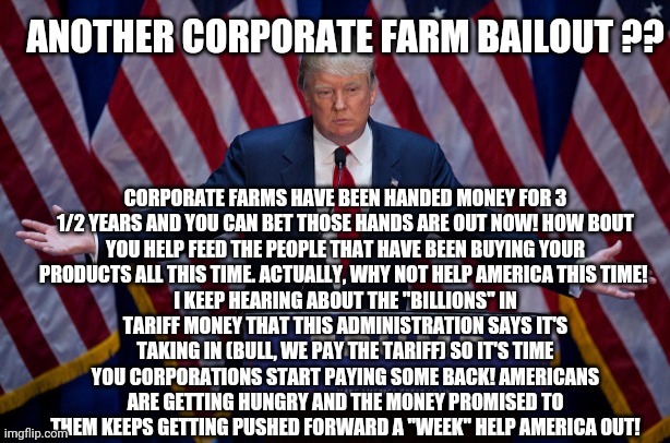 image tagged in trump,bailout,covid19,tarp | made w/ Imgflip meme maker
