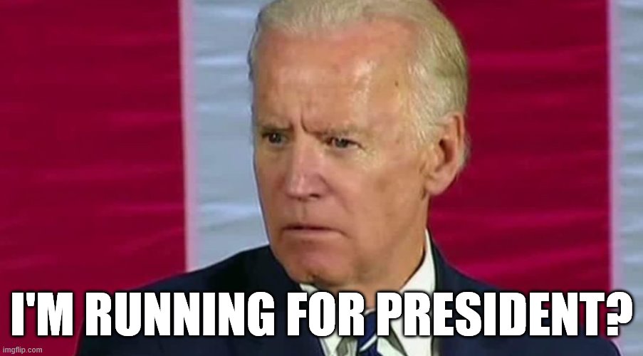 Joe Biden Wat | I'M RUNNING FOR PRESIDENT? | image tagged in joe biden wat | made w/ Imgflip meme maker