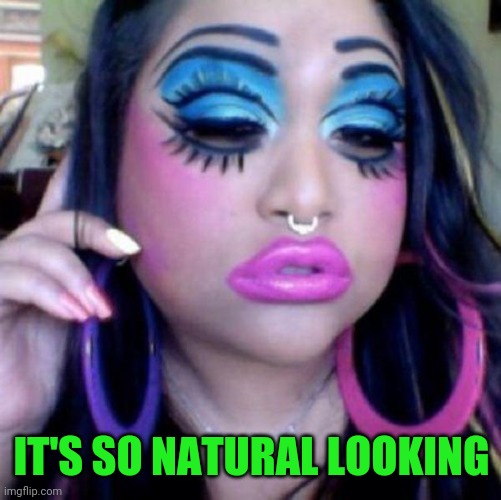 clown makeup | IT'S SO NATURAL LOOKING | image tagged in clown makeup | made w/ Imgflip meme maker