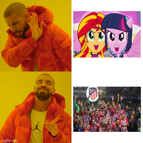 My Happy Ending Wish | image tagged in memes,drake hotline bling,happy ending,funny,atletico madrid,equestria girls | made w/ Imgflip meme maker