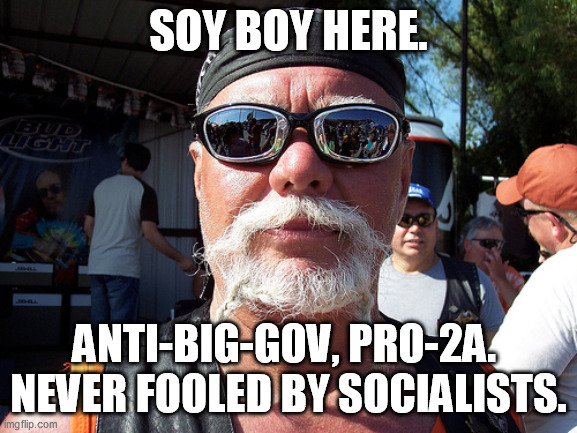 Tough Guy Wanna Be Meme | SOY BOY HERE. ANTI-BIG-GOV, PRO-2A.  NEVER FOOLED BY SOCIALISTS. | image tagged in memes,tough guy wanna be | made w/ Imgflip meme maker