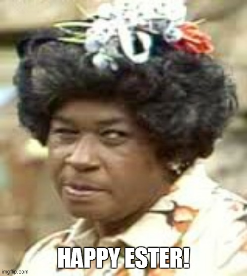 aunt ester | HAPPY ESTER! | image tagged in easter,fun,funny memes,funny meme,bad pun,lol | made w/ Imgflip meme maker