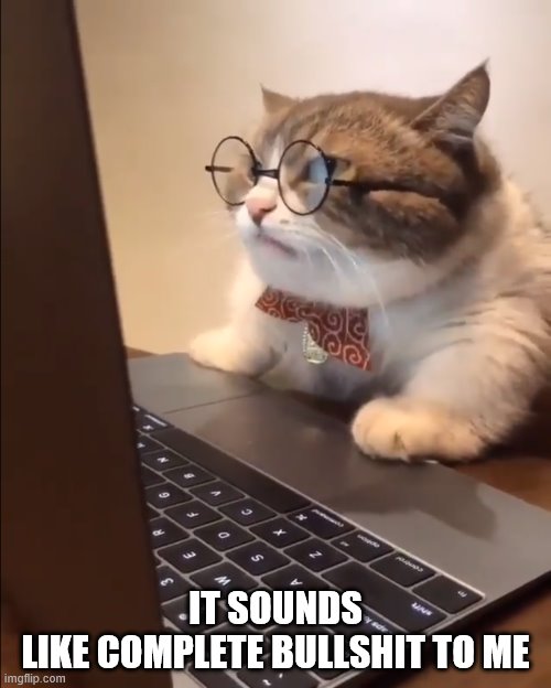 research cat | IT SOUNDS
LIKE COMPLETE BULLSHIT TO ME | image tagged in research cat | made w/ Imgflip meme maker
