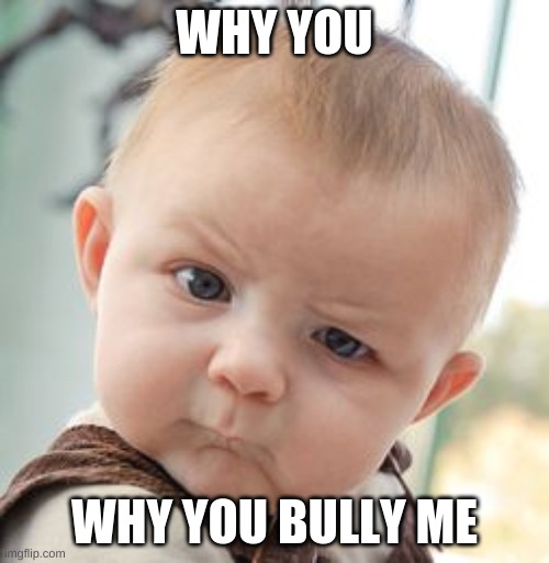 Skeptical Baby | WHY YOU; WHY YOU BULLY ME | image tagged in memes,skeptical baby | made w/ Imgflip meme maker