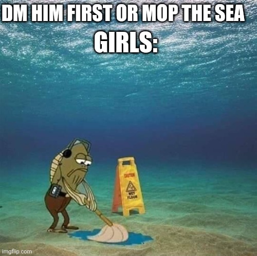 DM HIM FIRST OR MOP THE SEA; GIRLS: | image tagged in funny | made w/ Imgflip meme maker