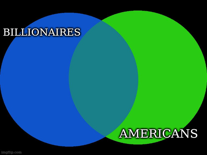 Venn Comparison |  BILLIONAIRES; AMERICANS | image tagged in venn comparison | made w/ Imgflip meme maker