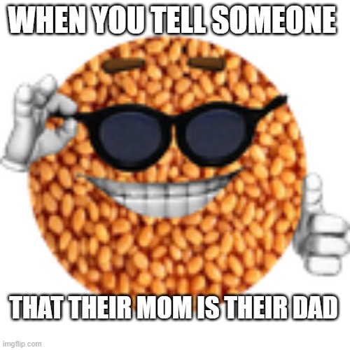 Cool Beans | WHEN YOU TELL SOMEONE; THAT THEIR MOM IS THEIR DAD | image tagged in cool beans | made w/ Imgflip meme maker