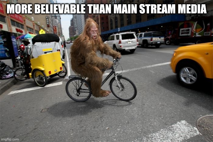 BIG FOOT IN NY | MORE BELIEVABLE THAN MAIN STREAM MEDIA | image tagged in big foot in ny | made w/ Imgflip meme maker