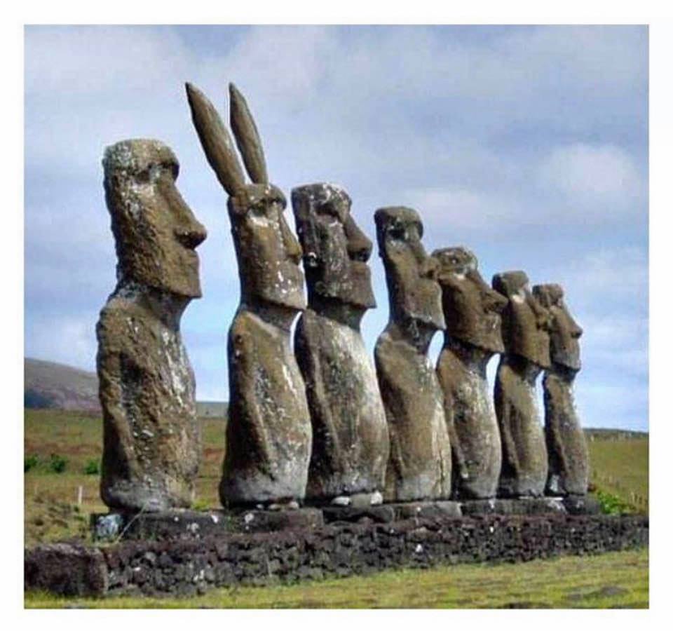 High Quality Easter Island Bunny Blank Meme Template