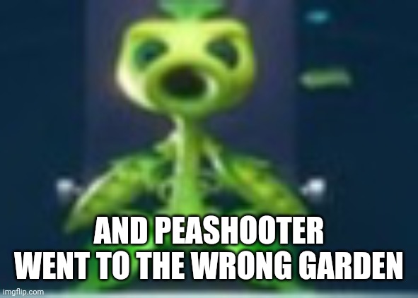 Peashooter | AND PEASHOOTER WENT TO THE WRONG GARDEN | image tagged in peashooter | made w/ Imgflip meme maker